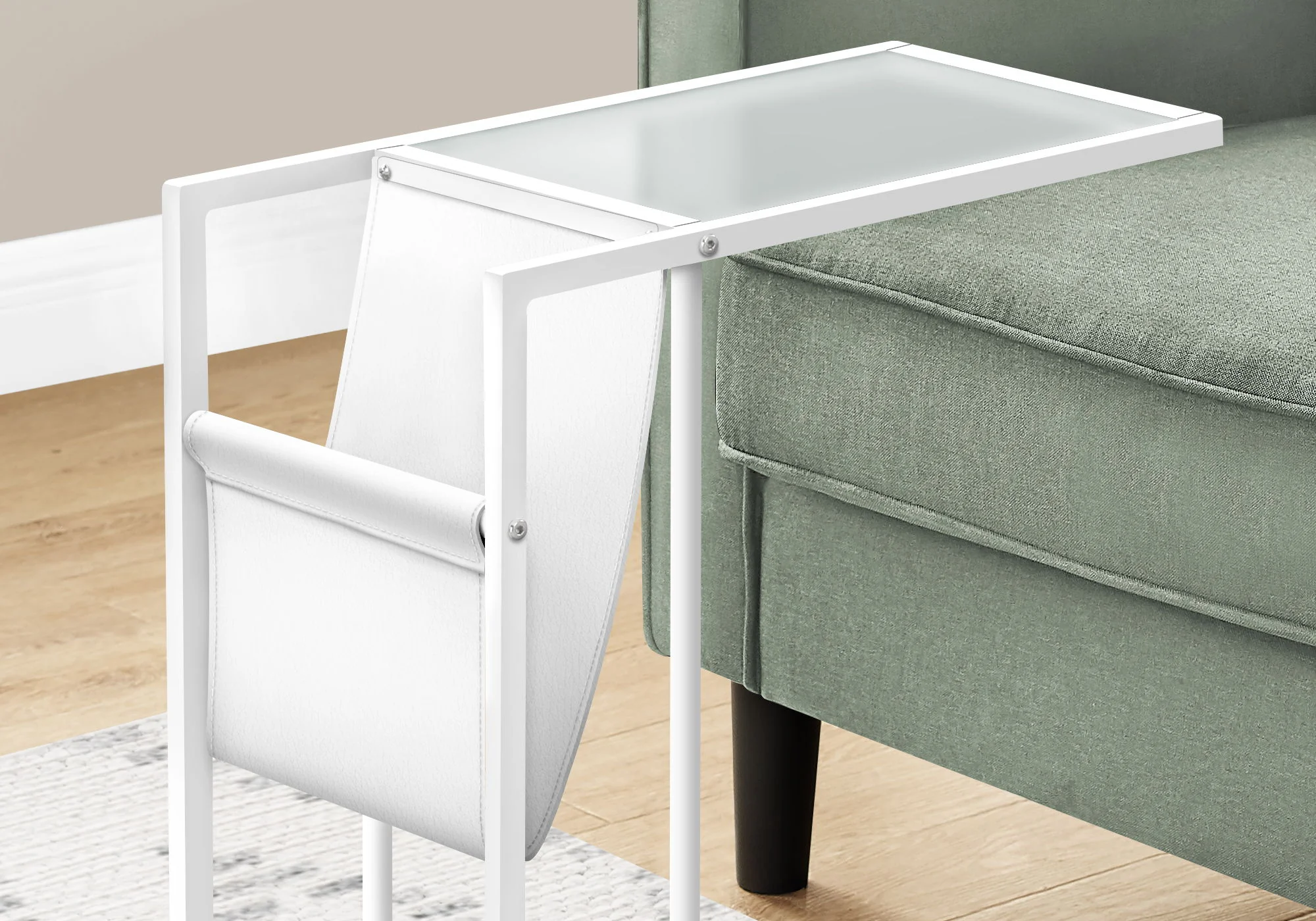 Accent Table, C - Shaped, Contemporary And Modern - White - Image 4
