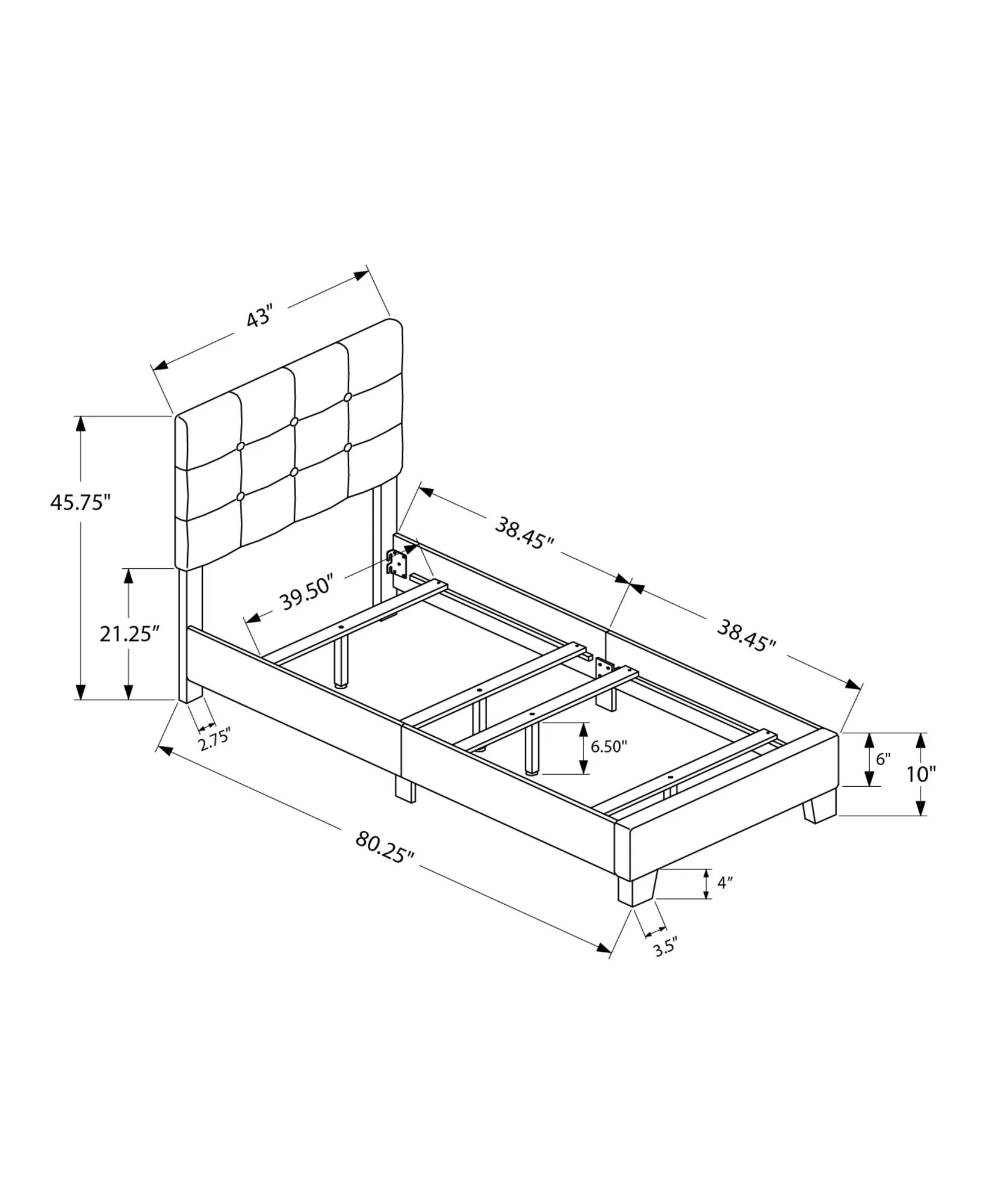 Bed, Upholstered, Frame Only, Transitional - Image 41