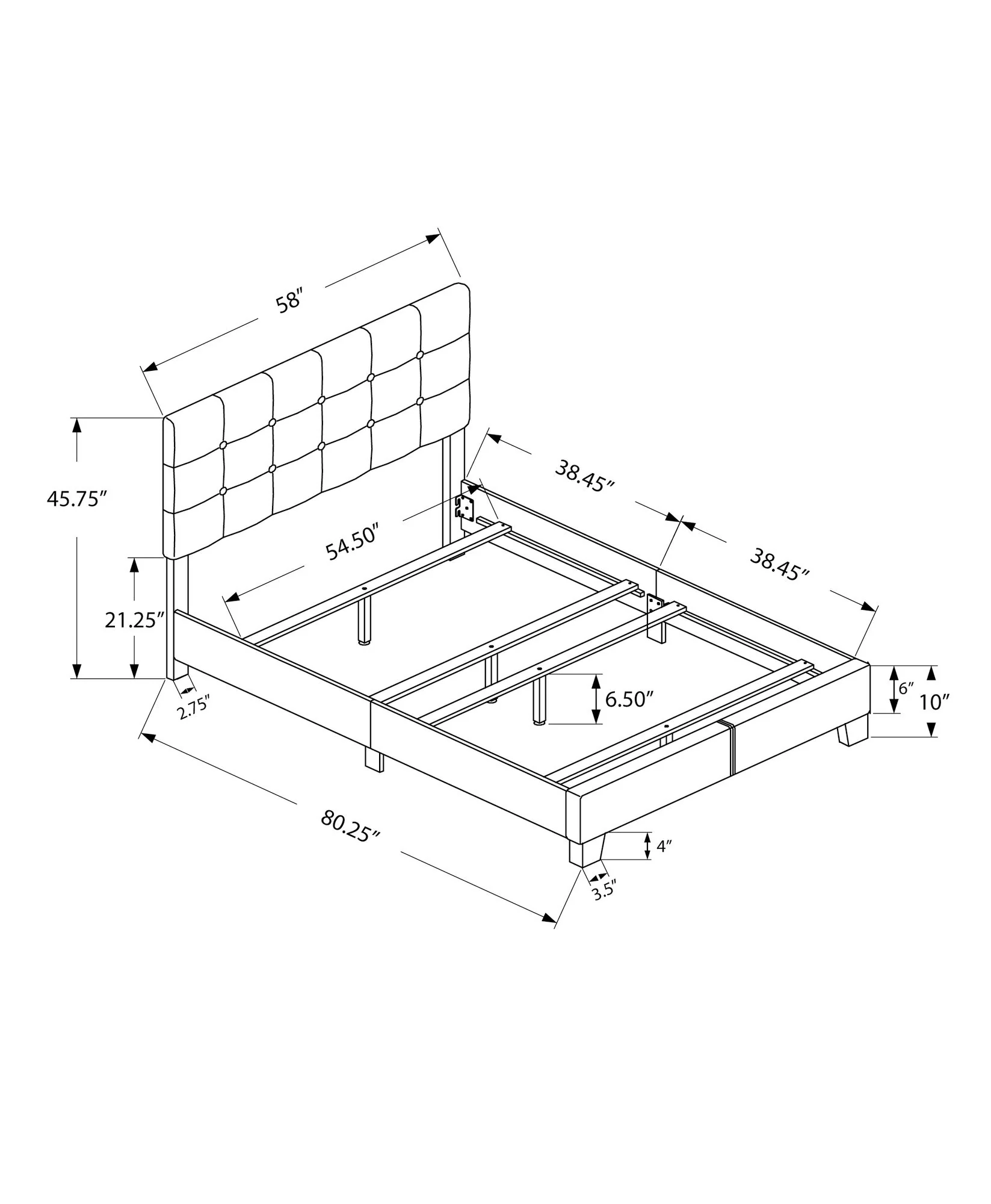Bed, Upholstered, Frame Only, Transitional - Image 45