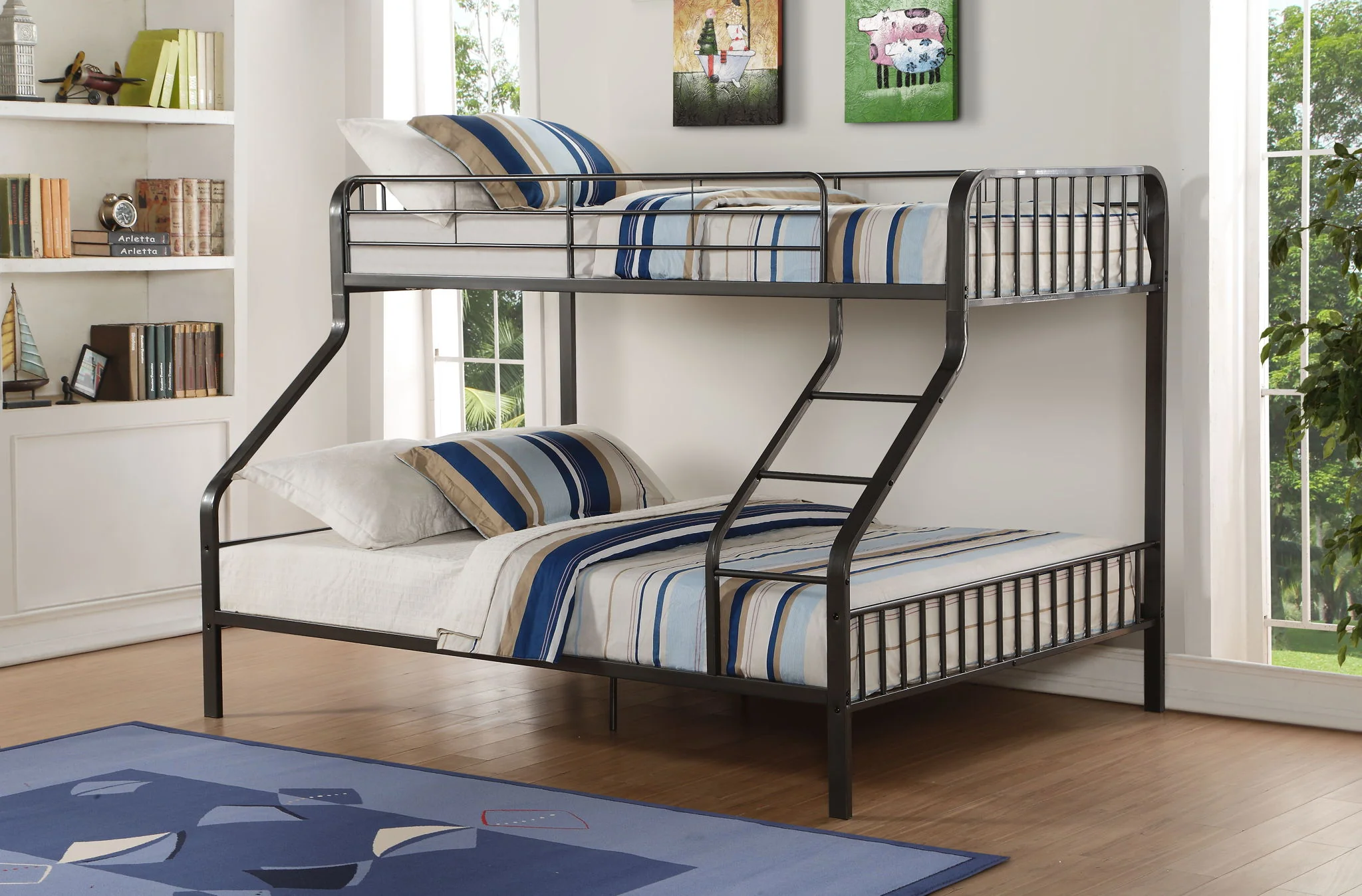 Caius - Twin Long Queen Bunk Bed - Gun - Image 4