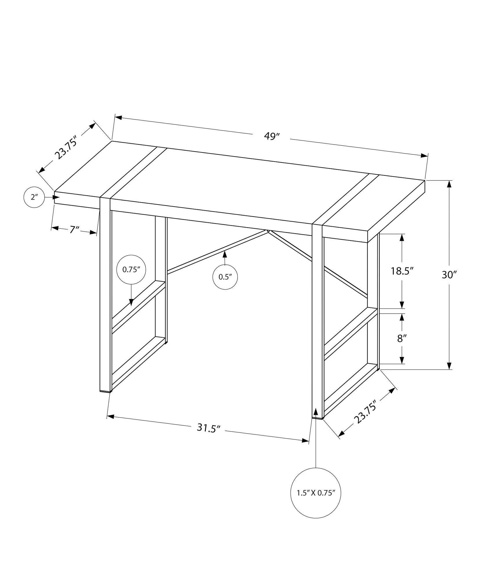 Computer Desk For Home Office, Laptop, Industrial Design - Image 20