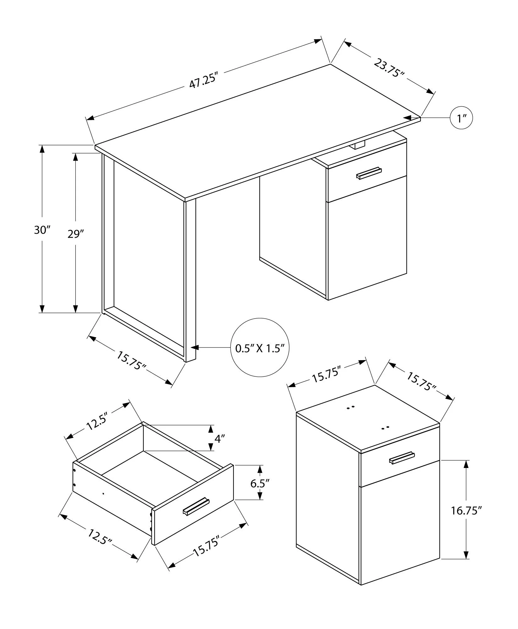 Computer Desk, Home Office, Laptop, Left, Right Set-Up, Storage Drawers, Work, Contemporary, Modern - Image 15
