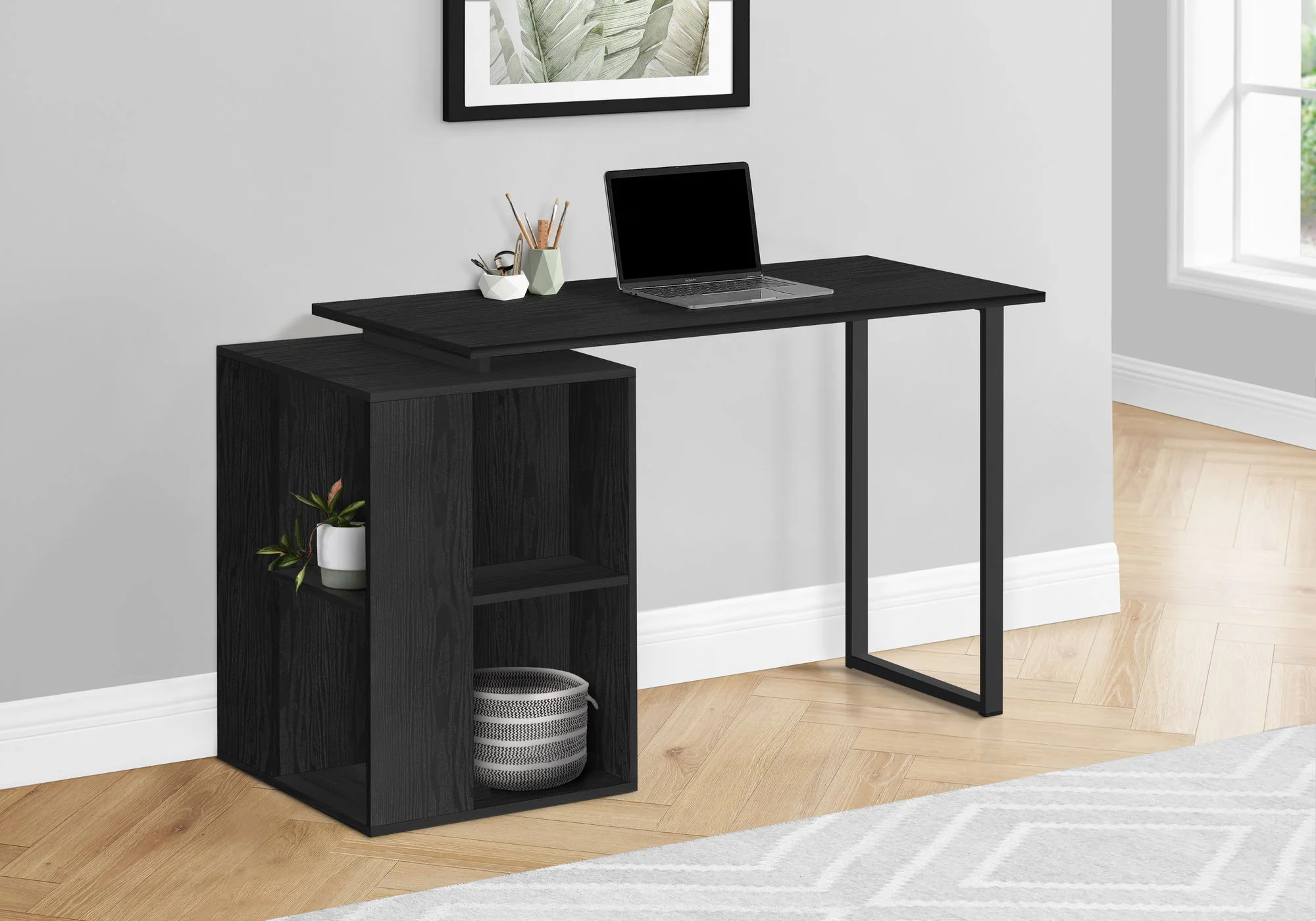 Computer Desk, Home Office, Left, Right Set-Up, Storage Shelves, Work, Laptop, Contemporary, Modern - Image 8