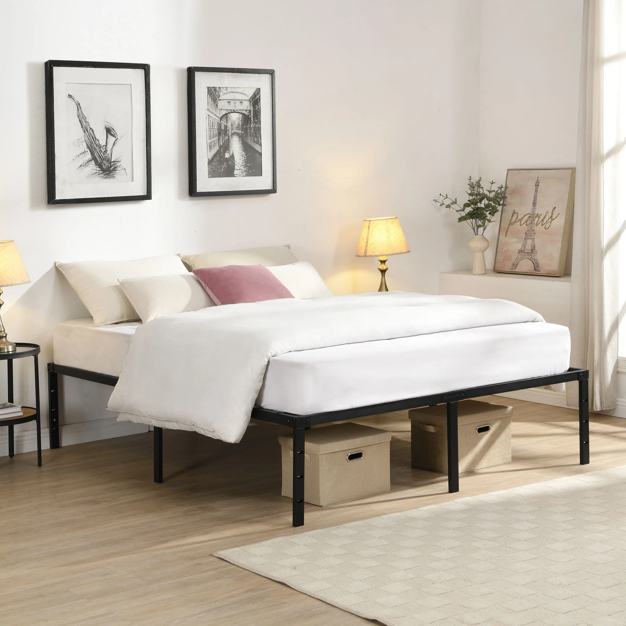 Heavy Duty Queen Size Bed Frame With Quiet Support - Black - Image 4