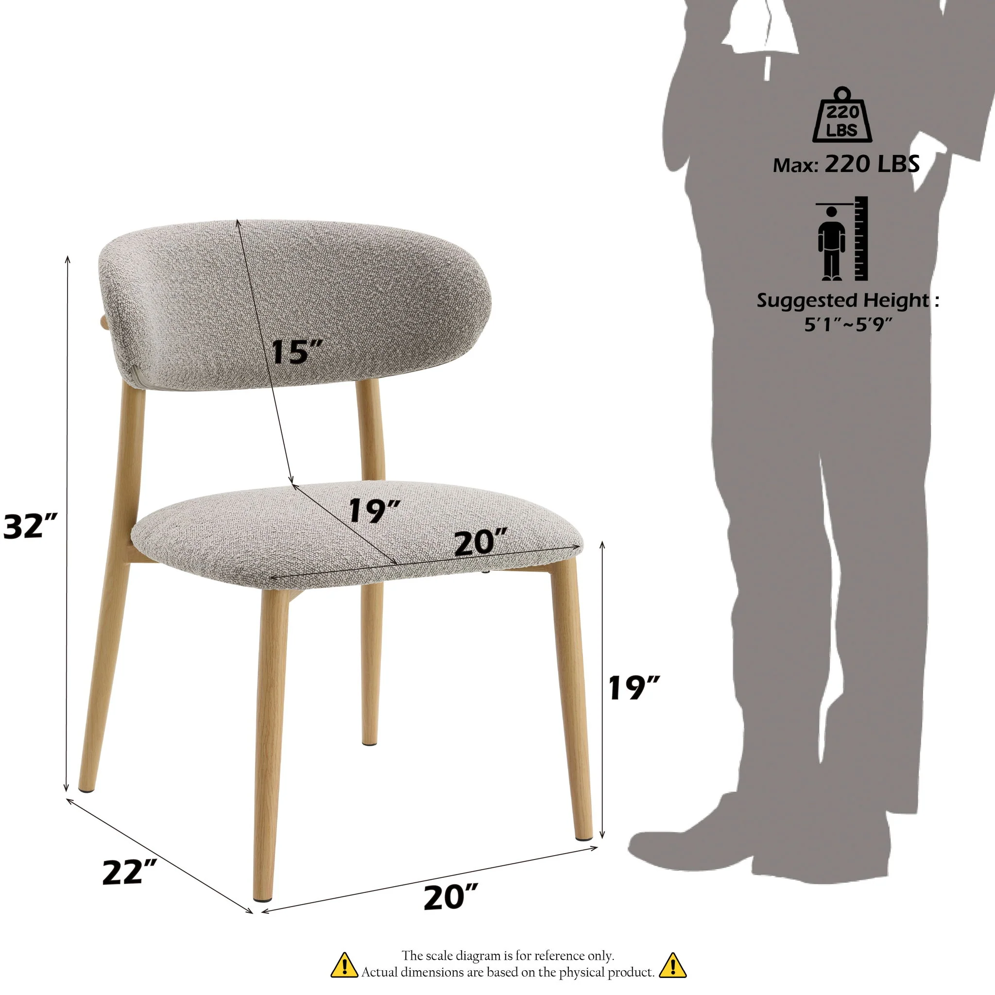 Kacey - Boucle Side Chair (Set of 2) - Gray - Image 3