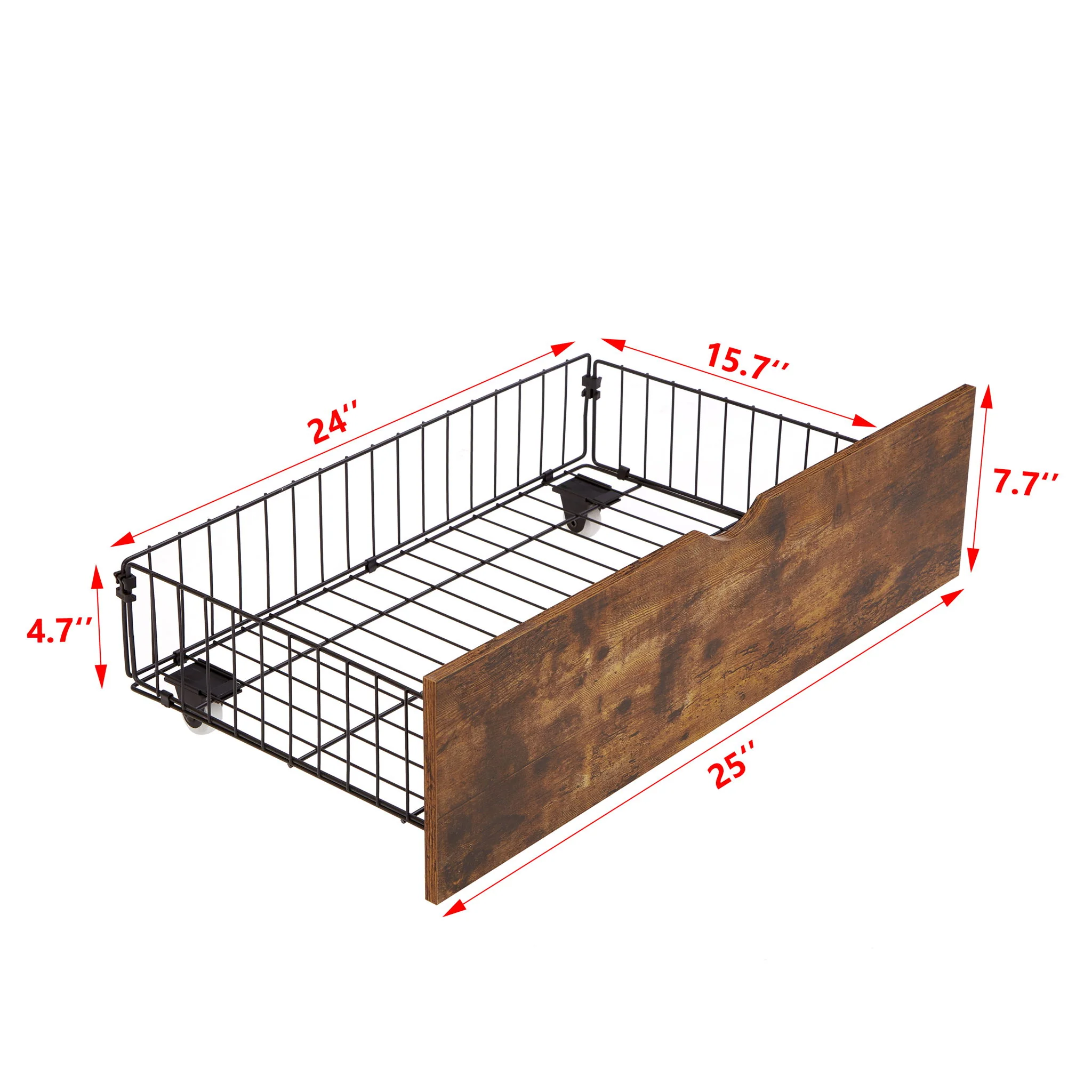 Modern Style Full Bed Drawers With Wheels Storage Solution - Brown / Black - Image 4