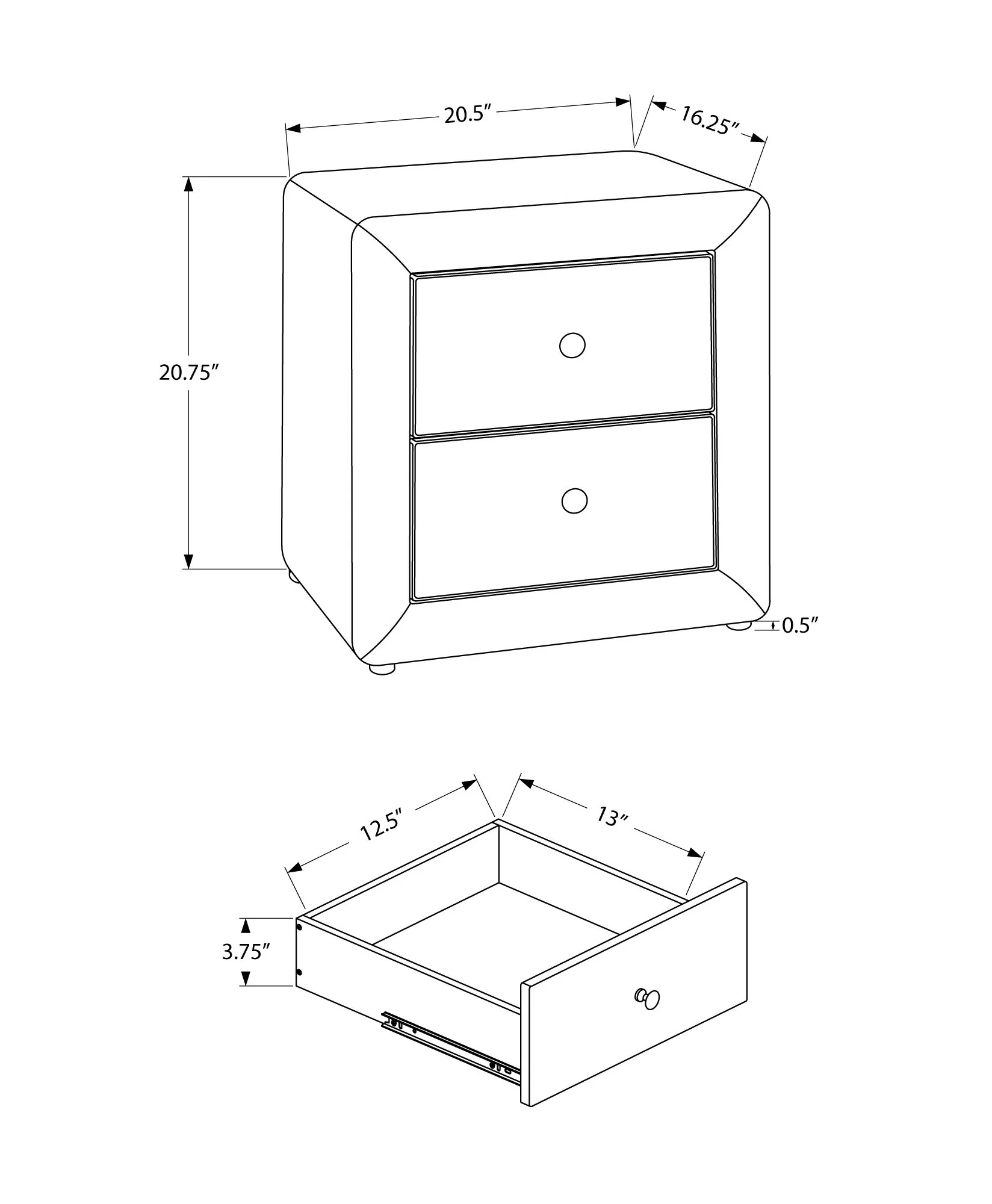 Nightstand, Storage Drawer Versatile Use, Upholstered, Transitional - Image 17