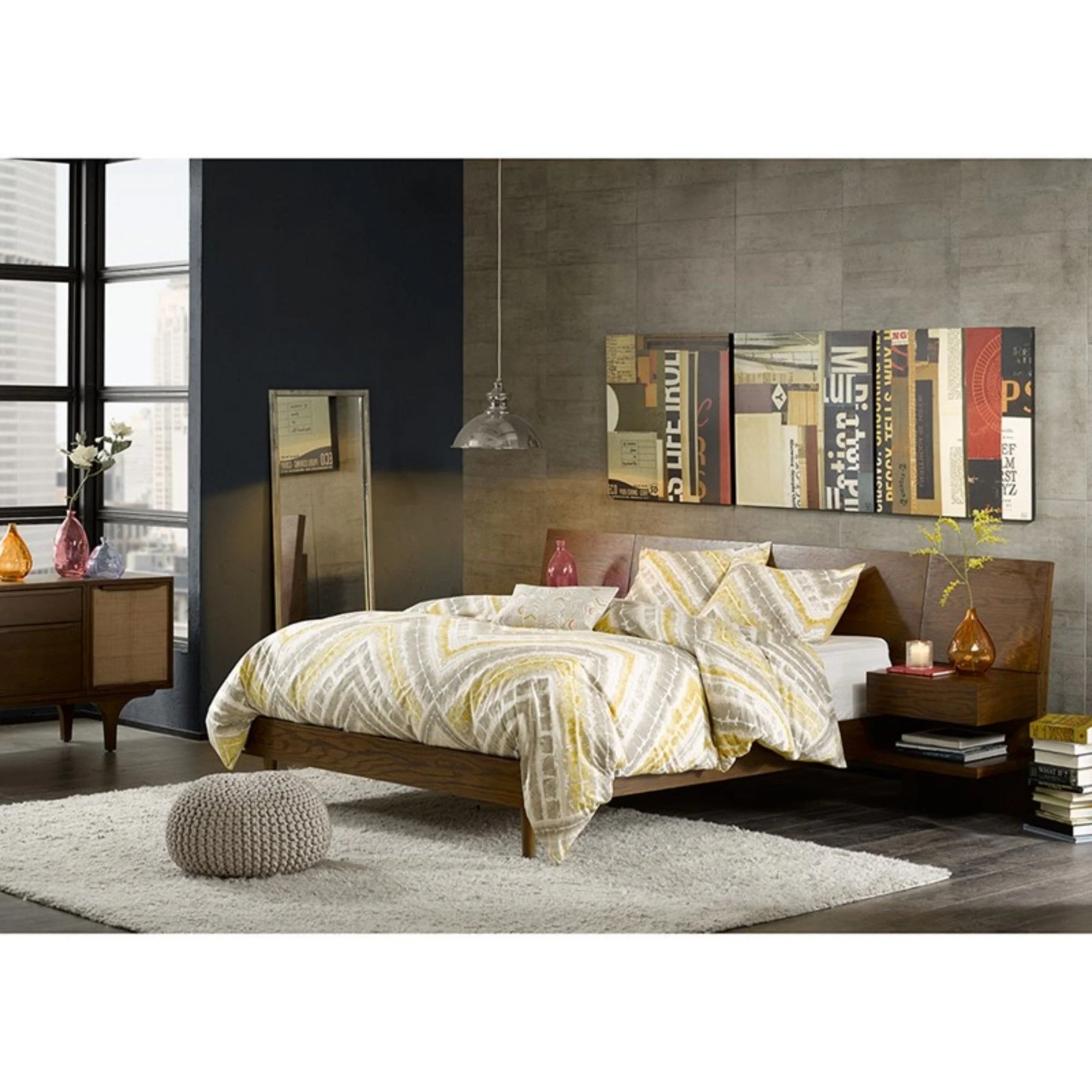 Queen Size Bed With Attached Nightstands And Hidden Storage - Pecan - Image 3