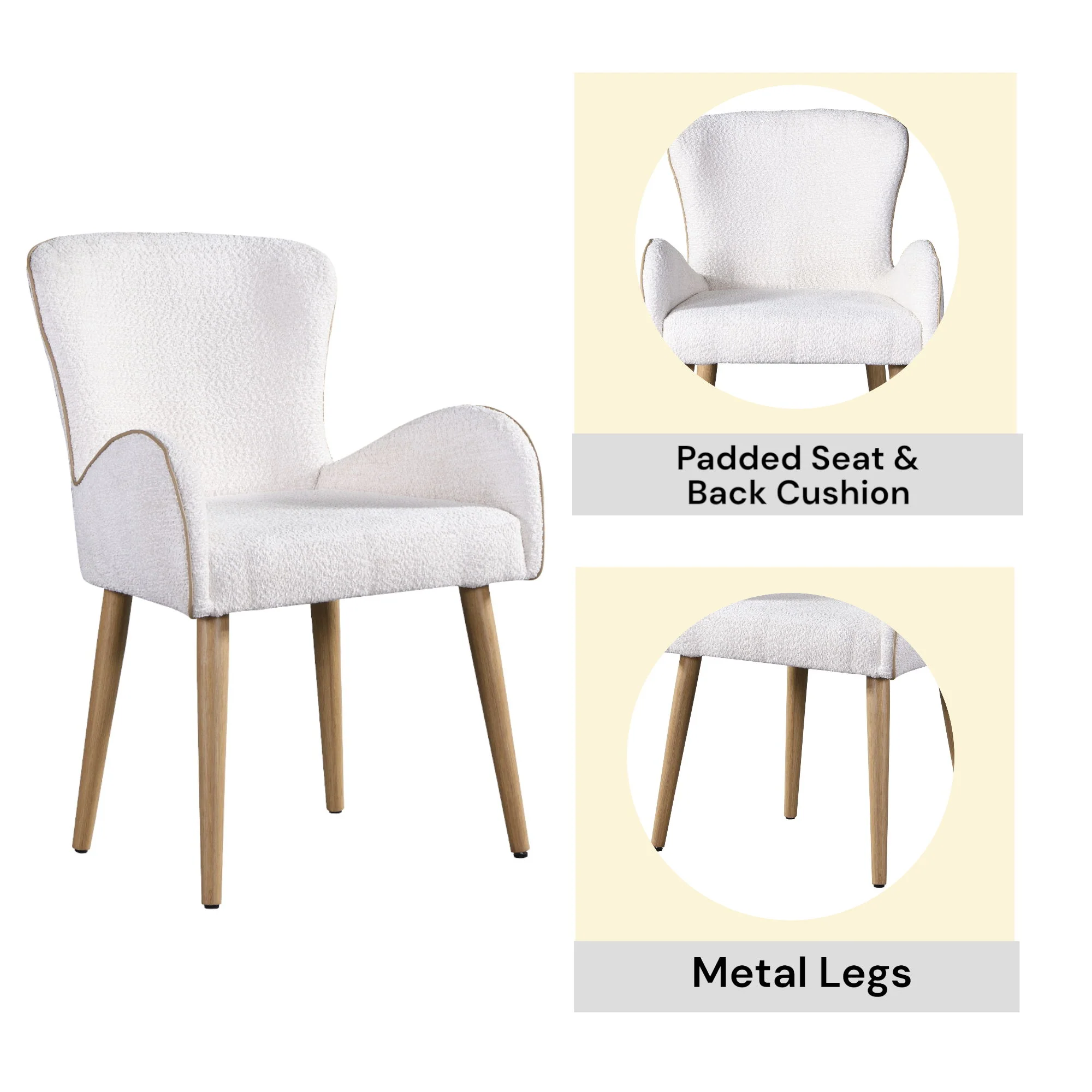 Qwin - Boucle Side Chair (Set of 2) - Beige - Image 4