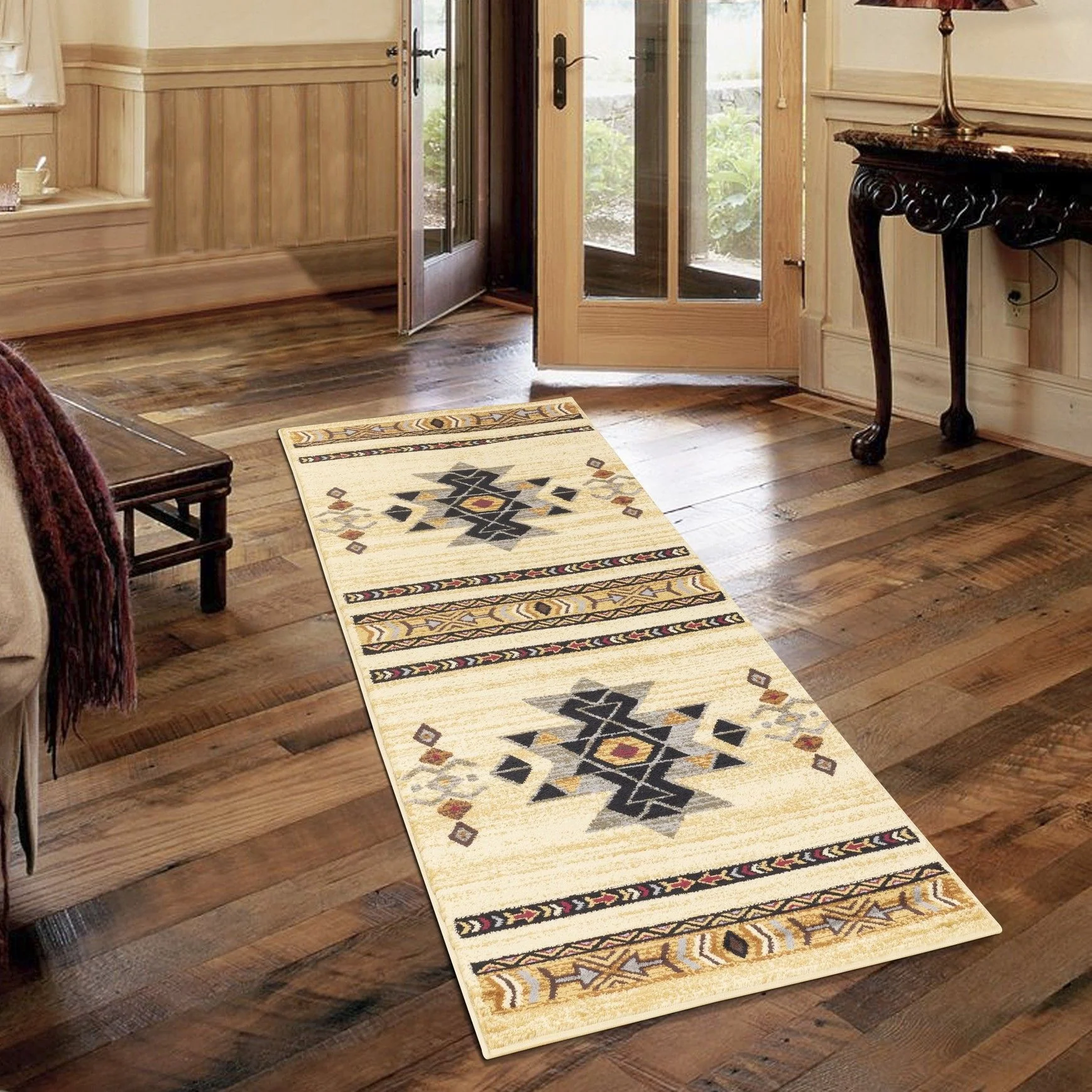 Tribes - 5'3" X 7'3" Southwest Area Rug Polypropylene - Cream - Image 3