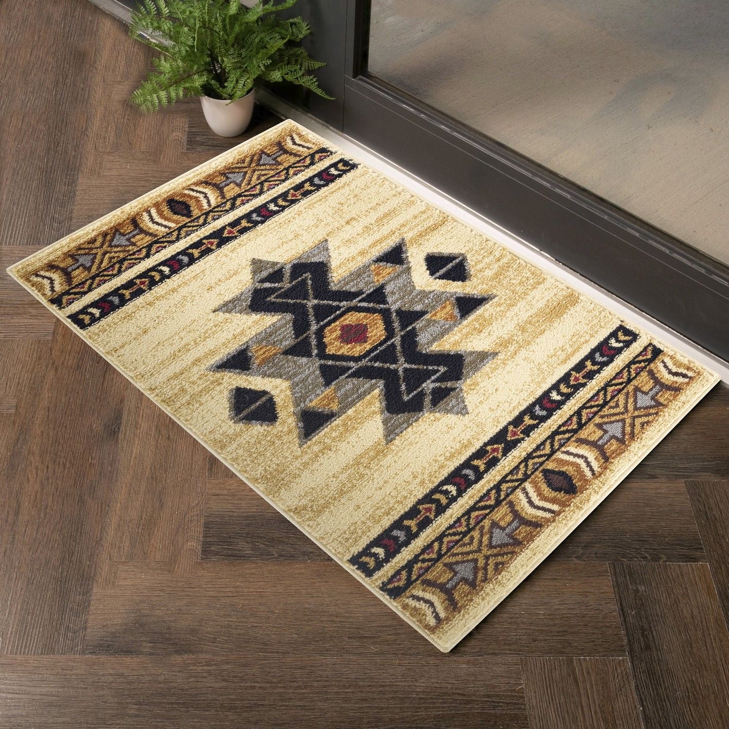 Tribes - 5'3" X 7'3" Southwest Area Rug Polypropylene - Cream - Image 4