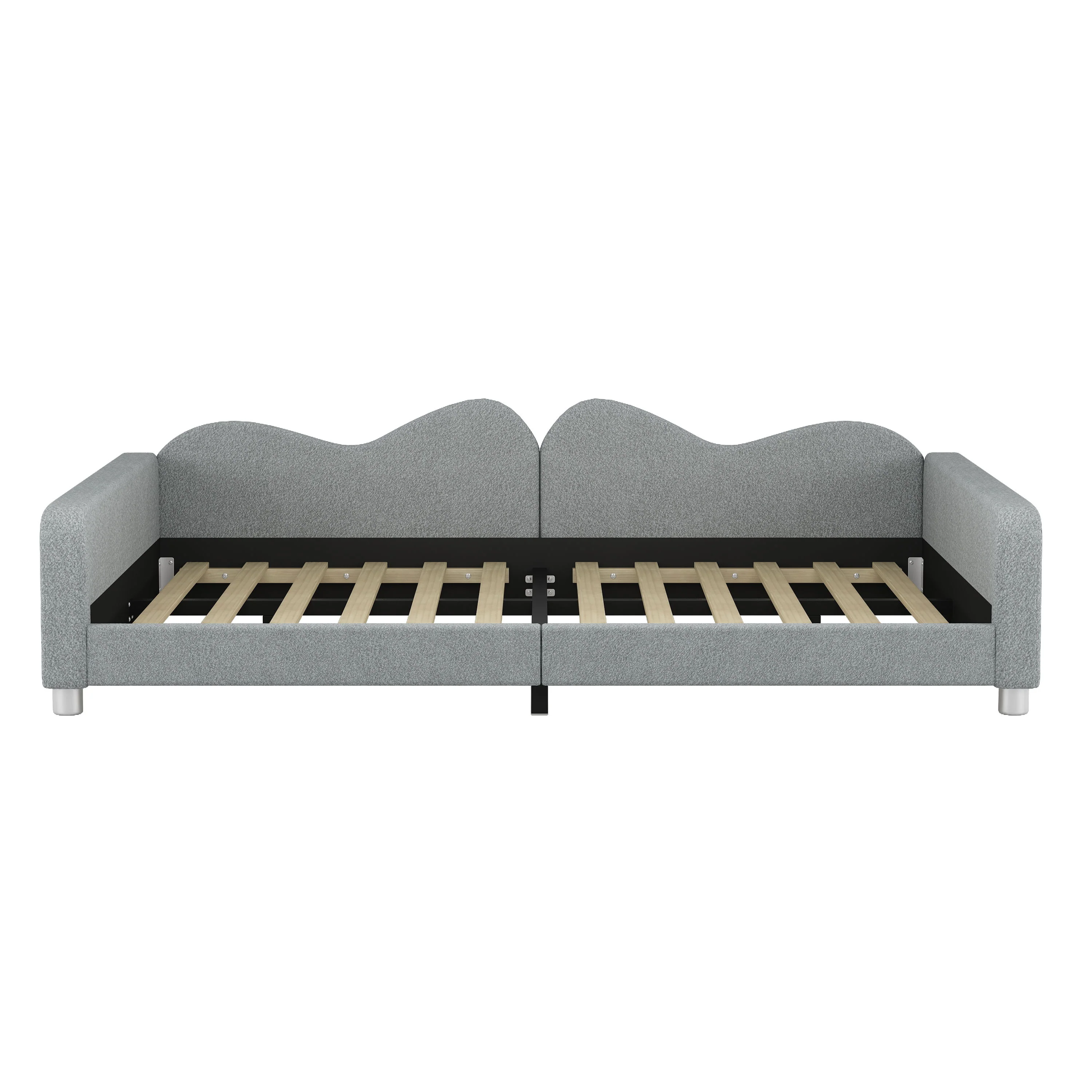 Upholstered Daybed, Sherpa Fabric Sofabed With Cloud-Shaped Backrest - Image 20
